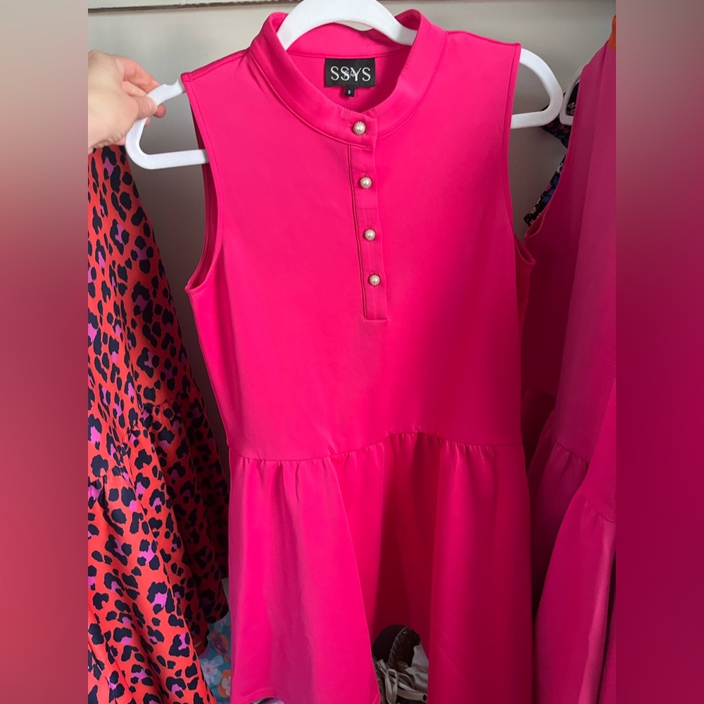 Sleeveless Hot Pink Pearl-Button SSYS Dress